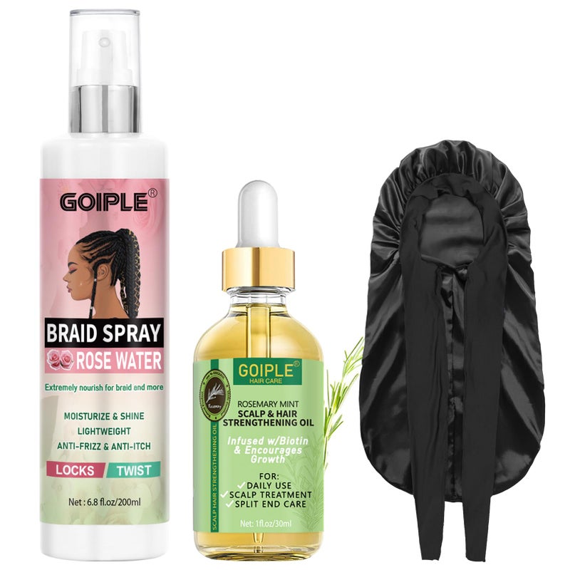 Goiple Braid Spray Rose Mint for Dreads Dreadlocks - Braids Locks Sprays Rose Water Braiding Spray for Locs Dull Shine & Lightweight - Loc Moisturizer for Box Braids Rosemary Oil for Hair Growth Hair Bonnet - Image 1