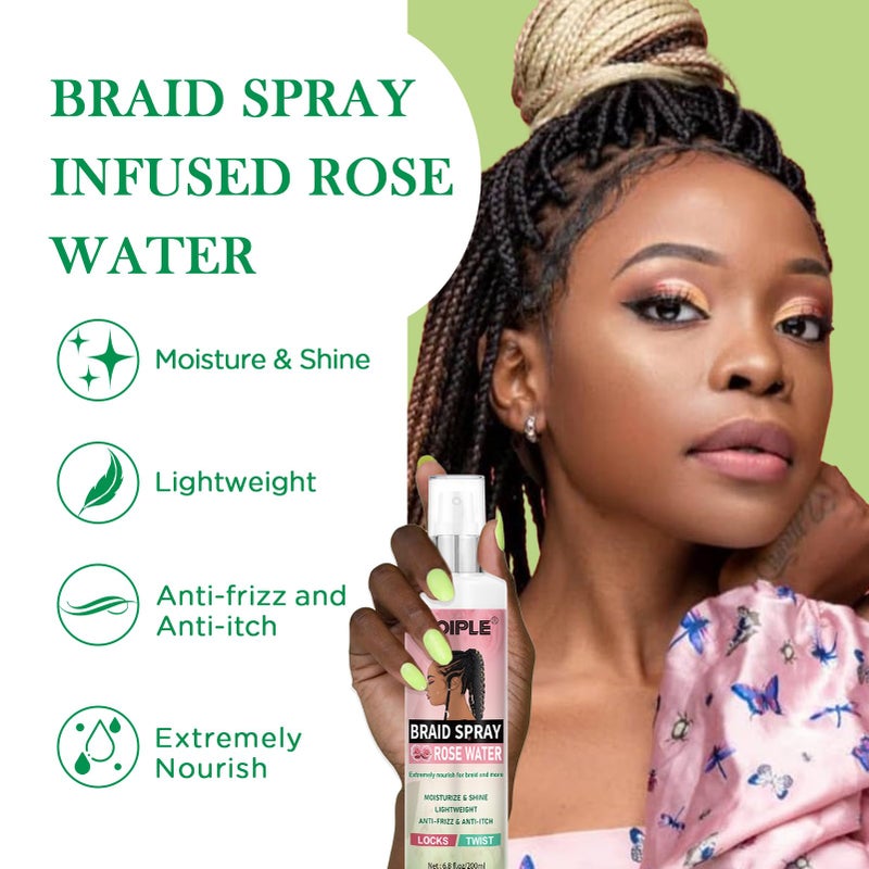 Goiple Braid Spray Rose Mint for Dreads Dreadlocks - Braids Locks Sprays Rose Water Braiding Spray for Locs Dull Shine & Lightweight - Loc Moisturizer for Box Braids Rosemary Oil for Hair Growth Hair Bonnet - Image 3