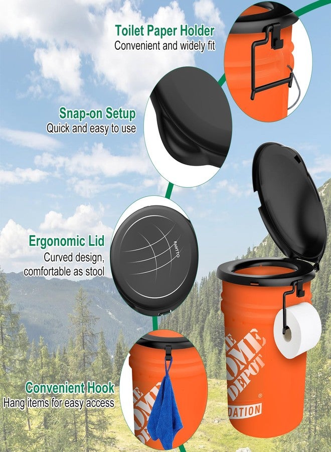 PAHTTO Portable Toilet Seat for 5 Gal Buckets, Camping Toilet Seat with Lid for Adults, Snap-on Bucket Seat with Storage Bags and Disposable Toilet Bags, Camping, Hiking, Emergency, Car, Boat - Image 3