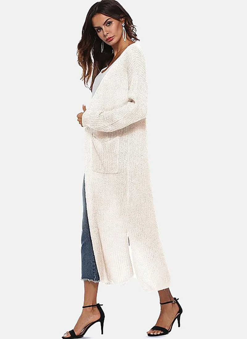YUNIQEE White Solid Relaxed Fit Open front Shrugs