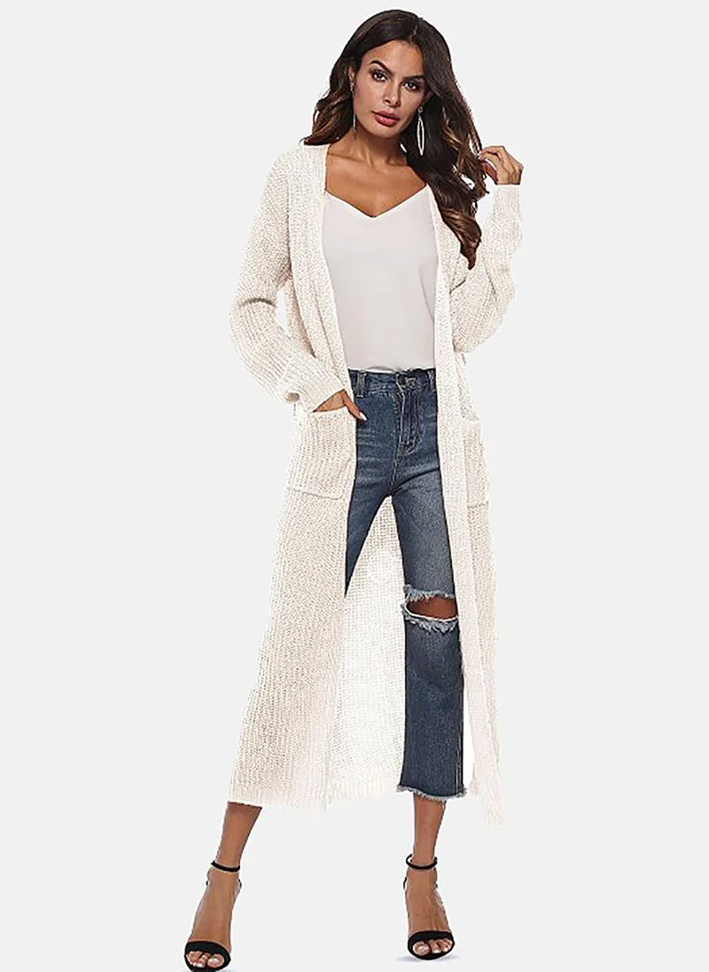 YUNIQEE White Solid Relaxed Fit Open front Shrugs