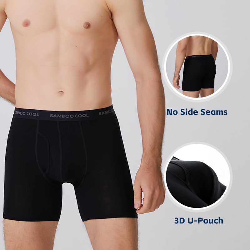 BAMBOO COOL Men's Ultra ComfortSoft Underwear, Moisture Wicking & Breathable No Ride Up Boxer Briefs with Fly, Multipack - Image 4