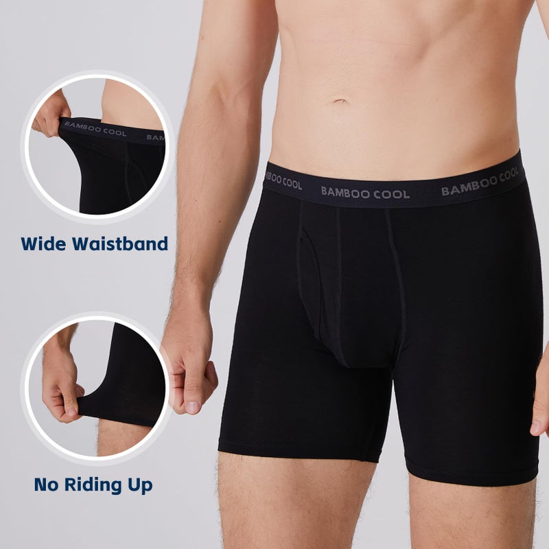 BAMBOO COOL Men's Ultra ComfortSoft Underwear, Moisture Wicking & Breathable No Ride Up Boxer Briefs with Fly, Multipack - Image 5