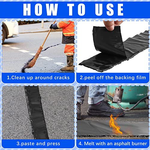 Fabbay 2 Rolls Asphalt Crack Filler Tape Asphalt Tape for Driveway Repair Joint and Crack Sealer for Tarmac Parking Lot Roof Cement Road, 50 Feet Each Roll (2 Inch) - Image 4