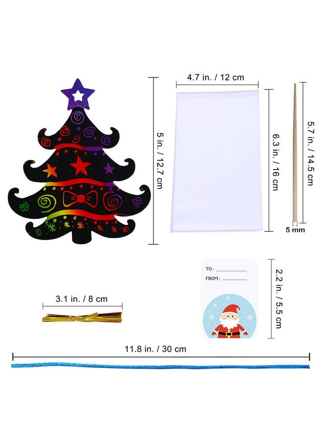 Winlyn 54 Sets 9 Styles Magic Color Scratch Black Christmas Tree Ornaments Christmas Tree Rainbow Scratch Art Decorations Christmas Craft Kit For Kids Classroom Activities Holiday Season Party Favors - Image 5