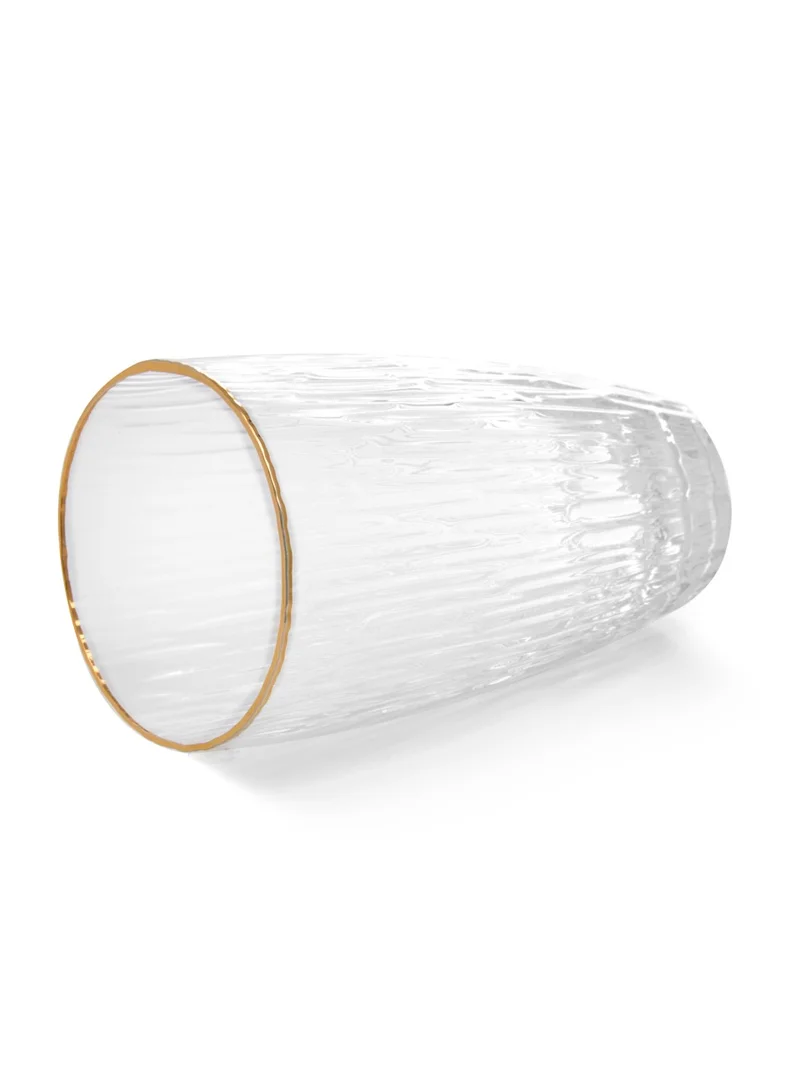 Fissman Clear 2-Piece Drinking Glass  500mL Elegant Transparent Glasses with Gold Rims – Exquisite Embossed Design, Perfect for Hot and Cold Beverages – Durable, Stylish, and Ideal for Any Occasion  | Best Price UAE