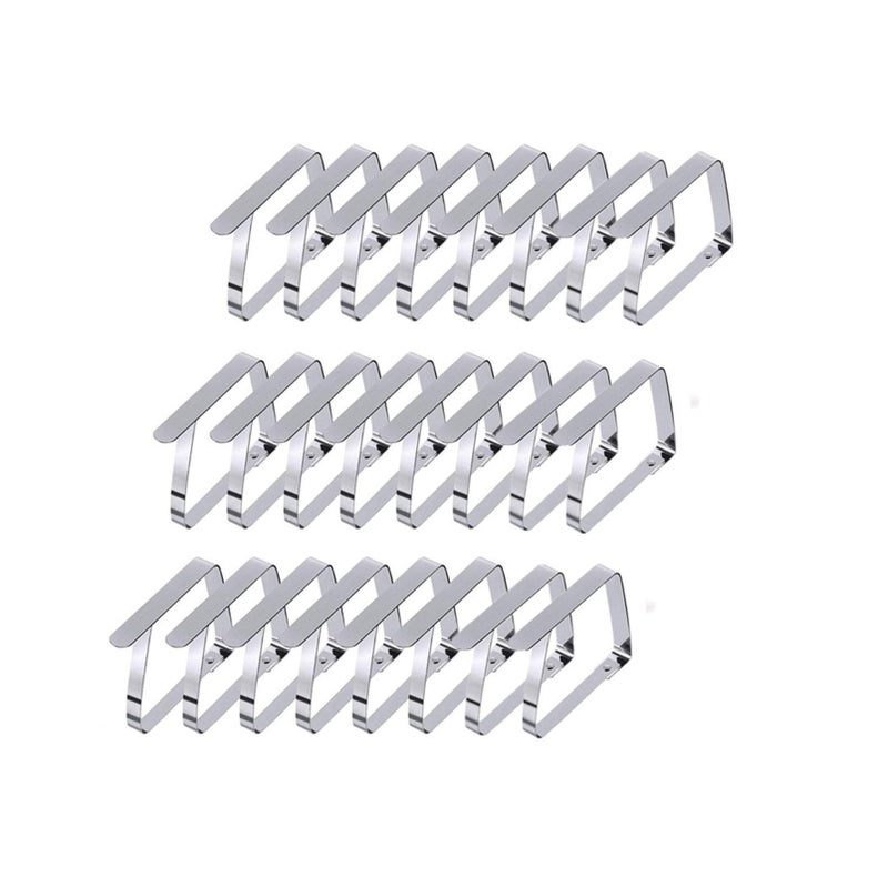 qinnsou 24 Pack Outdoor Tablecloth Clips Large Table Cover Clamps for 2 Inch Thick Tables Flexible Stainless Steel Picnic Table Cloth Clips Holders