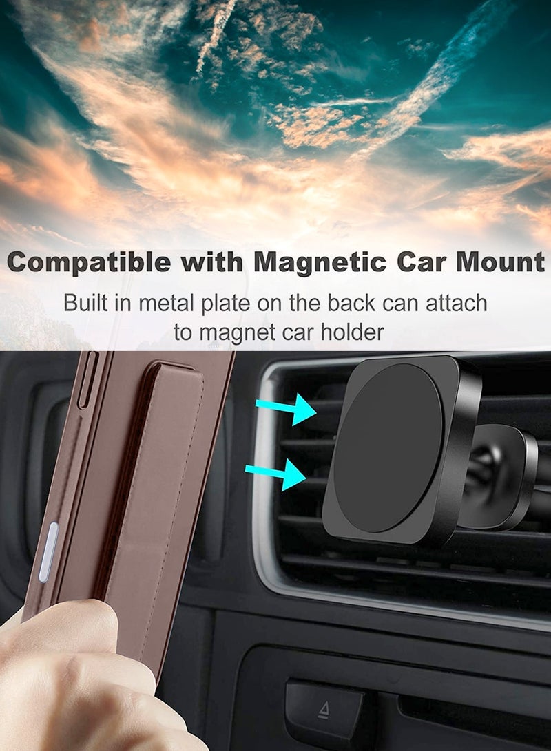 Wtech Apple iPhone 16 Pro Max 2024 Hand Grip Foldable Magnetic Kickstand Wrist Strap Finger Grip with Built-in Iron Case Cover - Brown Mudd - Image 3