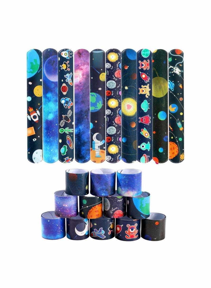 NIBEMINENT Space Slap Bracelets, 20 Pack Toys with Planet Design Kids Bracelets Snap Bands Class Prize Outer Party Decorations Favors for Teens - Image 1