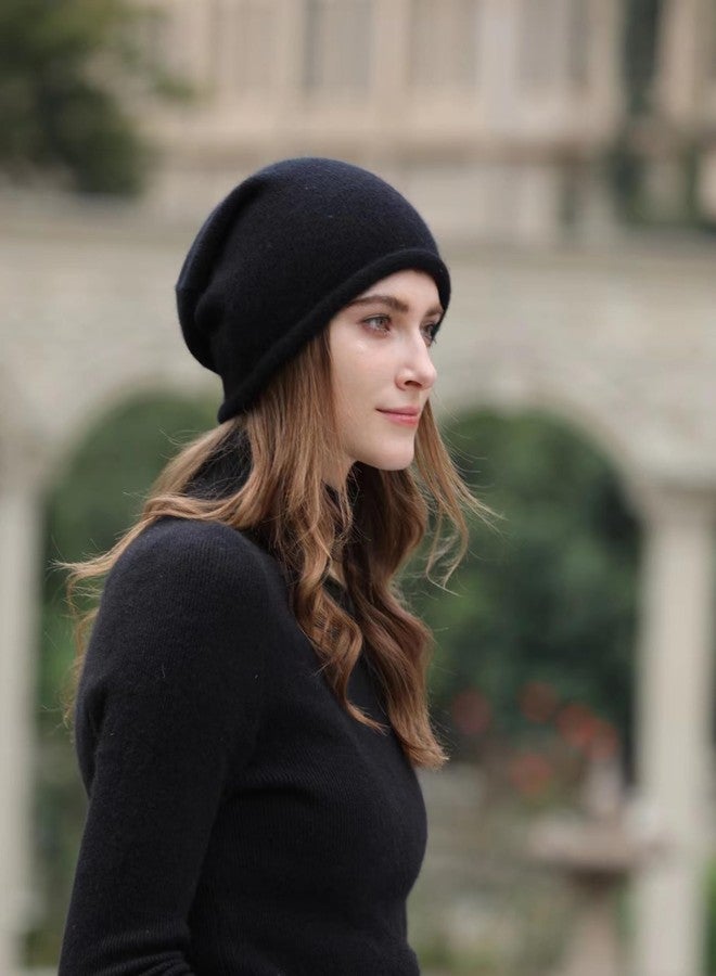 WaySoft Women's 100% Cashmere Slouchy Beanie Design in Elegant Gift Box - Multiple Chic Colors Black - Image 3