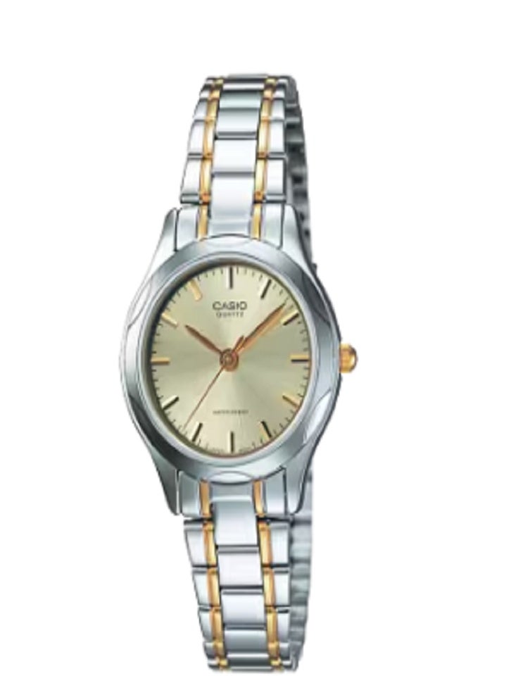 ساعة كاسيو النسائية التناظرية المصنوعة من الفولاذ المقاوم للصدأ A2277 | تصميم أنيق باللون الفضي، حركة كوارتز دقيقة، مقاومة للماء، مطلية بالأيونات