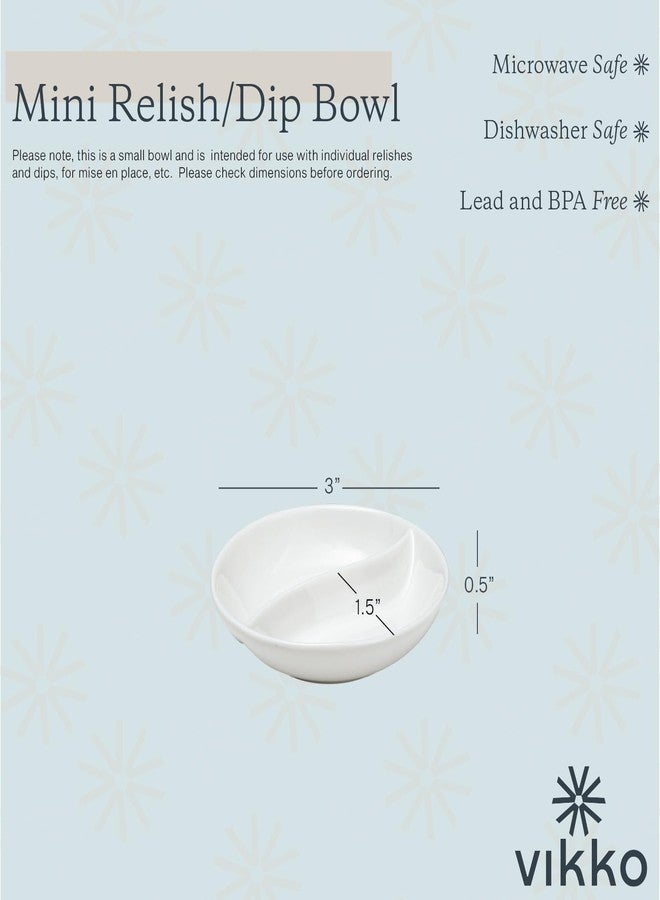 Vikko MINI White Sectional Dish, Set of 4 Porcelain Dipping Sauce Bowls, Small Serving Dish for Condiments, Stackable Round Spice Bowls - Image 2