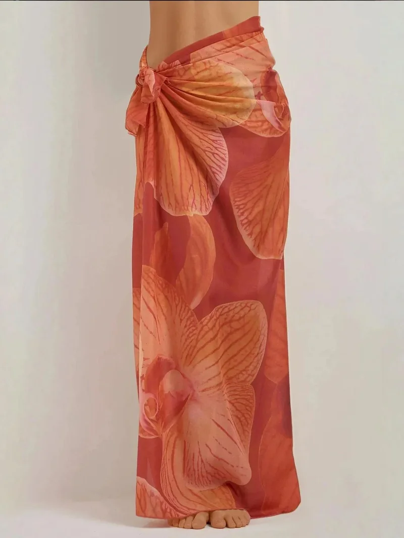 هيكاب غطاء شاطئ طويل مطبوع