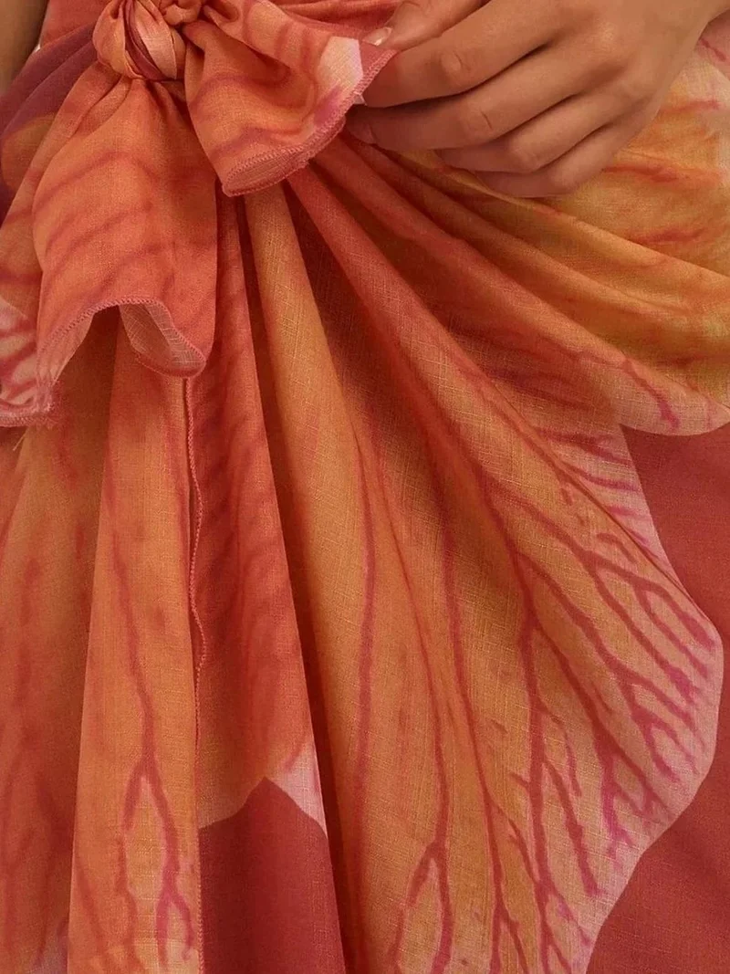 HICCUP Bright Orange Printed Beach Maxi Cover-Up for Women | Best Price UAE