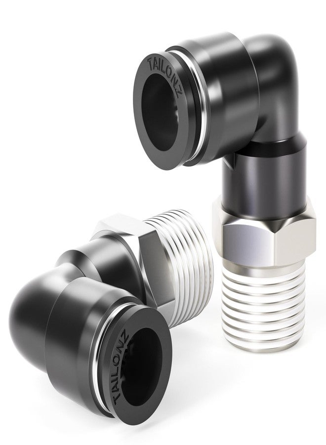 TAILONZ PNEUMATIC كوع هوائي ذكر من Tailonz - أنبوب بقطر خارجي 1/4 بوصة × خيط NPT 1/4 بوصة، وصلة أنبوبية للدفع من PL-1/4-N2 (عبوة من 10 قطع) - Image 1