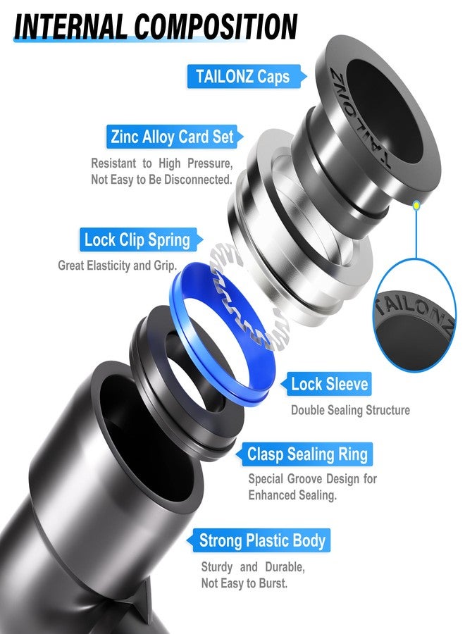 TAILONZ PNEUMATIC كوع هوائي ذكر من Tailonz - أنبوب بقطر خارجي 1/4 بوصة × خيط NPT 1/4 بوصة، وصلة أنبوبية للدفع من PL-1/4-N2 (عبوة من 10 قطع) - Image 3