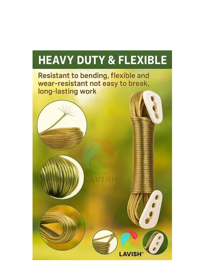 LAVISH Clothesline | 20M PVC Coated Wire Rope | Heavy Duty Stainless Steel Laundry Line | Rust Resistant & Anti-Sag | With Hanging Clips | For Home, Balcony, Outdoor, Camping Use - Image 2