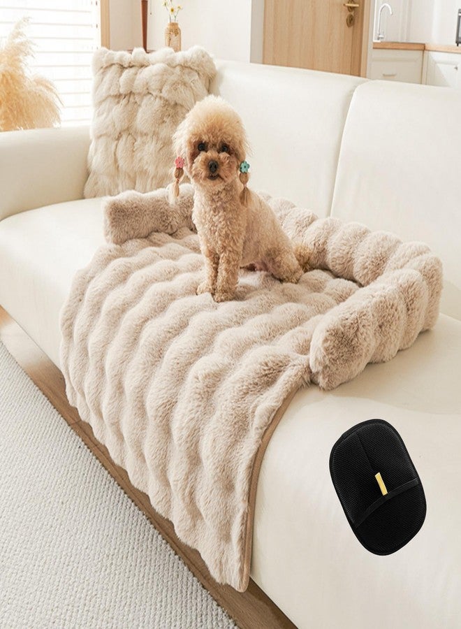 Dog Couch Bed for Dogs & Cats (29.5"x29.5"), Washable Plush Dog Bed for Couch with Bolster, Non-Slip Bottom, Furniture Protector for Sofa, Bed & Car Seat - Image 1