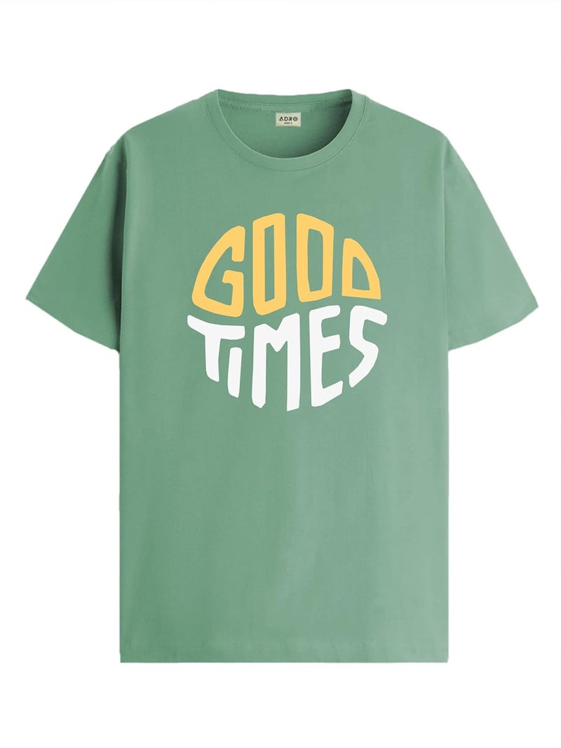 ADRO Men's Pista Green Graphic Printed T-Shirt - Good Times Design - Image 1