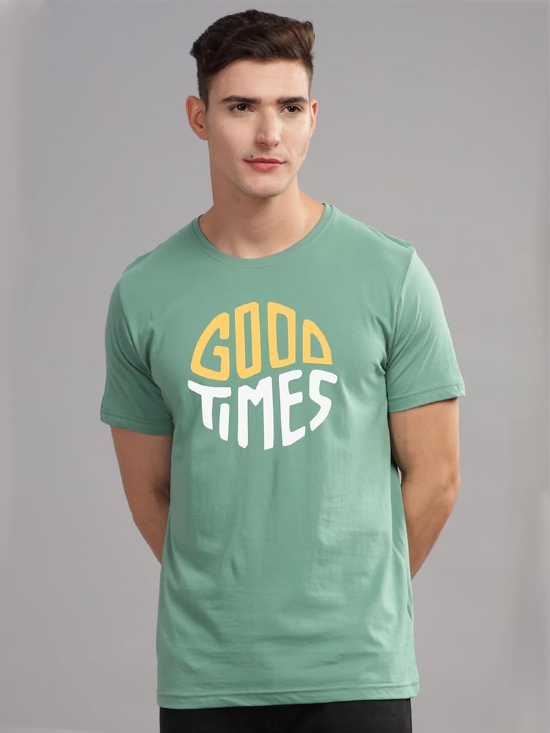 ADRO Men's Pista Green Graphic Printed T-Shirt - Good Times Design - Image 3