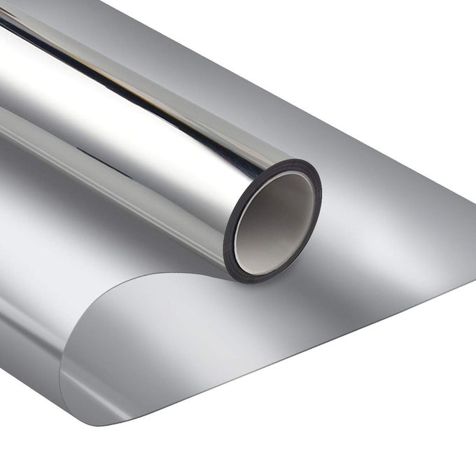 ONE WAY WINDOW FILM DAYTIME PRIVACY STATIC CLING SELF ADHESIVE HOUSE FILM GLASS WINDOW TINT HEAT CONTROL MIRROR FILM FOR HOME AND OFFICE SILVER 6 MIL 175 INCH X 65 FEET