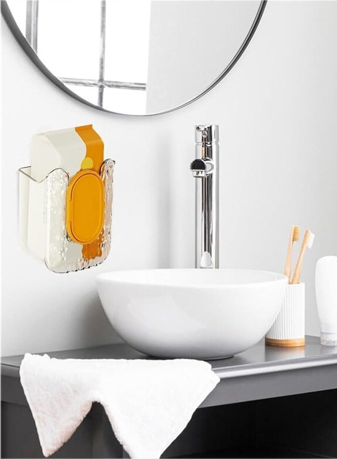 Kitchen Wipes Storage Box, 1pcs Wall Mounted Tissue Box, Clear Wall Hanging Tissue Holder, Self-Adhesive Tissue Holder, Wipe Tissue Storage Box Case for Kitchen Bedroom Bathroom  - Image 5