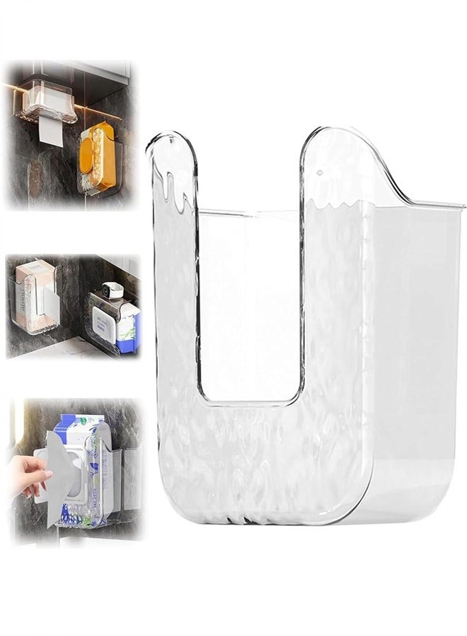 Kitchen Wipes Storage Box, 1pcs Wall Mounted Tissue Box, Clear Wall Hanging Tissue Holder, Self-Adhesive Tissue Holder, Wipe Tissue Storage Box Case for Kitchen Bedroom Bathroom  - Image 1