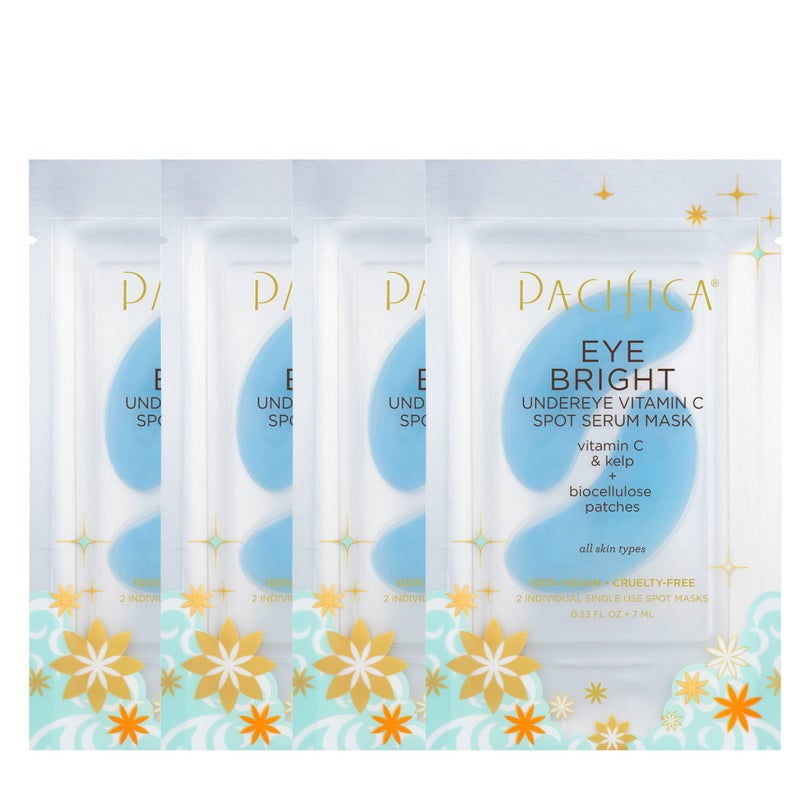Pacifica Undereye Spot Serum Mask â€“ Bright Eye Vitamin C Mask for Dark Circles & Hydration, Brightening Under Eye Treatment, Vegan & Cruelty-Free, 4 Pack - Image 1