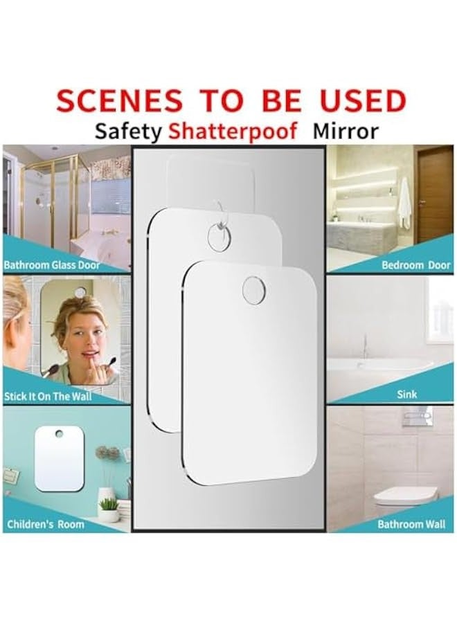 Beauenty Shatterproof & Fogless Shower Mirror for Shaving – 10x8 Super-Sized, Unbreakable Deluxe Plexiglass Makeup Mirror - Perfect for Bathroom, Wall Hanging, Portable Handheld, Camping – Silver - Image 5