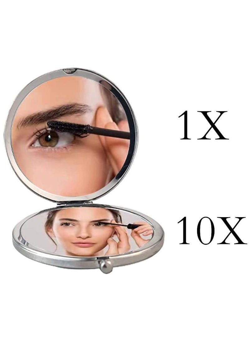 KASTWAVE Compact Makeup Mirror, 1x/10x Magnifying Travel Makeup Mirror Round Pocket Makeup Mirror Handheld Travel Makeup Mirror Portable Wallet Makeup Mirror Folding Magnifying Beauty Mirror  - Image 2