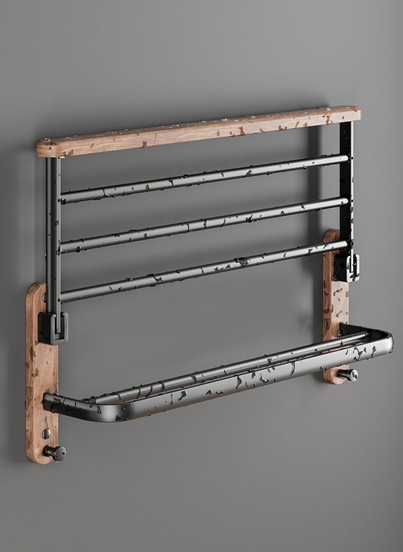 Sharpdo Solid Wood Punch Free Wall Mounted Towel Rack For Bathroom and Toilet 60*21*20CM - Image 2