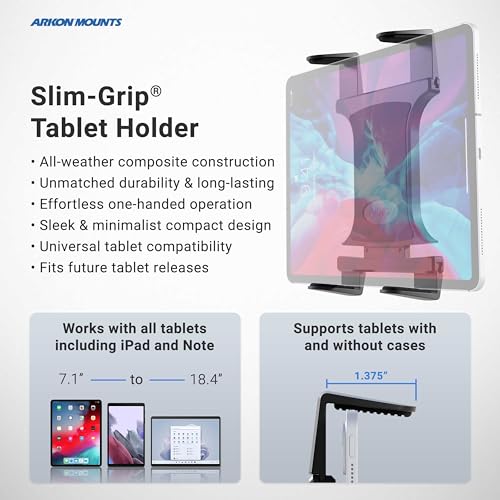 ARKON Heavy Duty Table Desk Tablet Mount with 4 inch Arm and C Clamp Base for - Image 5
