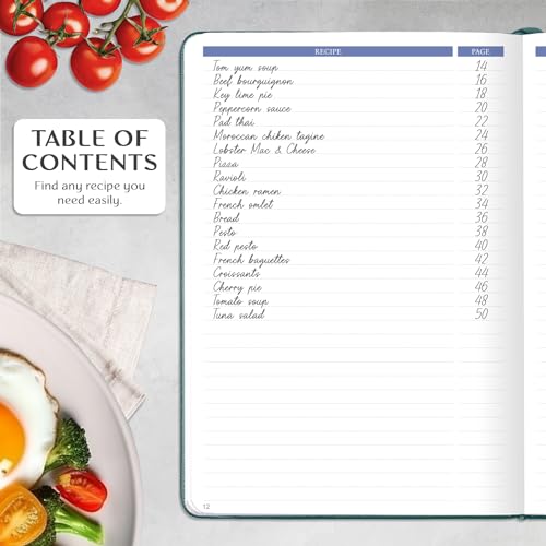 Legend Planner Legend Recipe Book – Blank Family Cookbook to Write In Your Own Recipes – Empty Cooking Journal – Personalized Cooking Notebook, Hardcover, A5, 58 Recipes In Total (Dark Teal) - Image 4