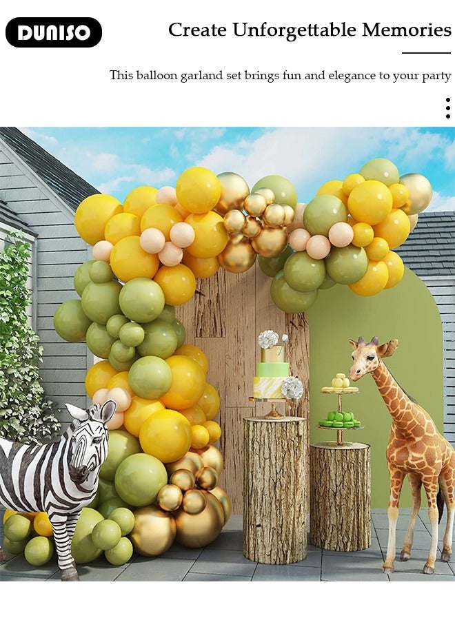 110 PCS Balloon Garland Arch Kit, Jungle Safari Balloon Arch, Jungle Theme Party Balloons for Baby Shower Safari Birthday Decorations