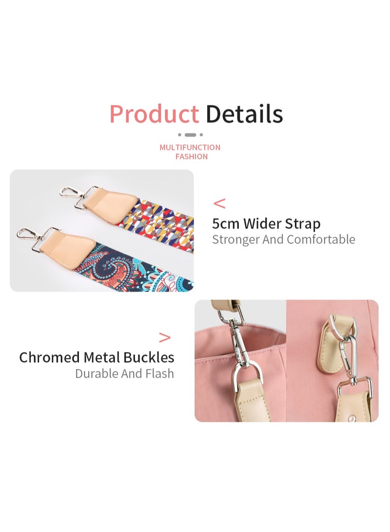 insular Baby Diaper Bag , Waterproof Nylon Tote and Shoulder Mommy Bag, Large Capacity Maternity Travel Bag with Stroller Straps and Changing Pad(Pink) - Image 4