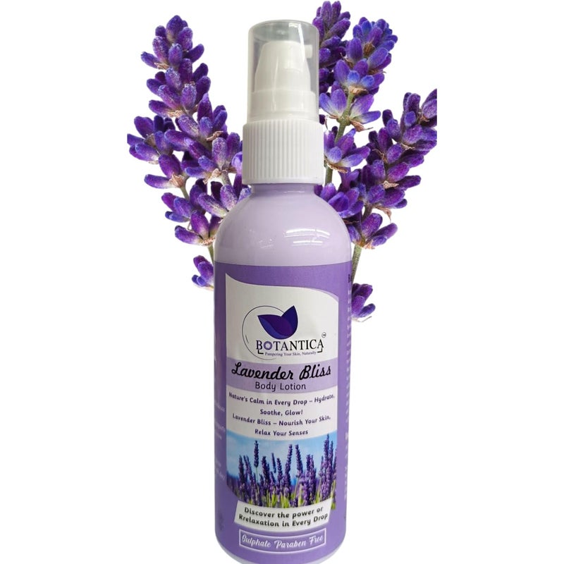BOTANTICA Lavender Body Lotion for Women & Men, 100 ml| Smooth, Non-Greasy Formula| Up to 8 Hours Intense Moisturization|For Smooth & Moisturized Skin| Suitable for All Skin Types - Image 1