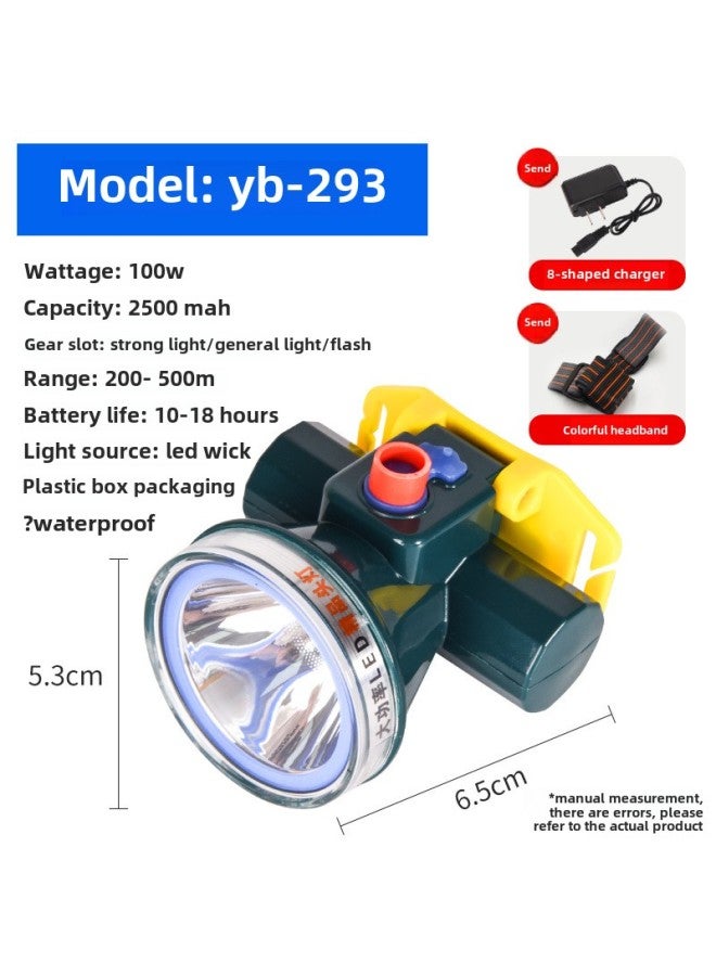 Loquat High-power Outdoor Headlight Strong Light High Lumen Long Endurance Long-shot Charging LED Head-mounted Super Bright Miner's Lamp Night Fishing-Color:Yubao High Quality Yb-293 (strong Light 10 Hours) - Image 1