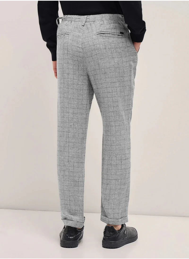 THE BEAR HOUSE Men's Casual Trousers  Grey, Relaxed Fit, Soft & Breathable Fabric, Elastic Waist, Stylish Everyday Wear, Versatile & Comfortable Bottoms for Any Occasion