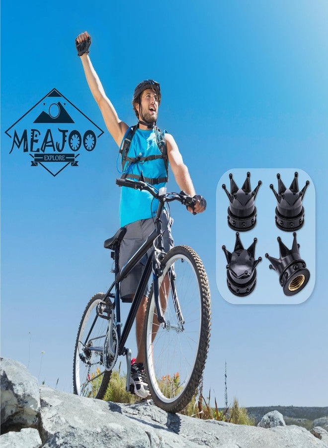 MEAJOO مجموعة أغطية صمامات إطارات MEAJOO مكونة من 4 قطع، مزودة بحلقة مطاطية دائرية، غطاء صمام هواء الإطار بلاستيكي مع قلب نحاسي، مناسبة لجميع أنواع السيارات، وسيارات الدفع الرباعي، والشاحنات، والدراجات، والدراجات النارية، والدراجات الهوائية (أسود) - Image 4