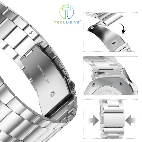 T TECLUSIVE Ultra Luxury Stainless Steel Metal Chain Strap Band Compatible for Galaxy Watch 7 44mm / Watch 7 40mm | No Gap Metal Strap for Galaxy Watch 7 with watch strap adjuster tool (Silver) - Image 2