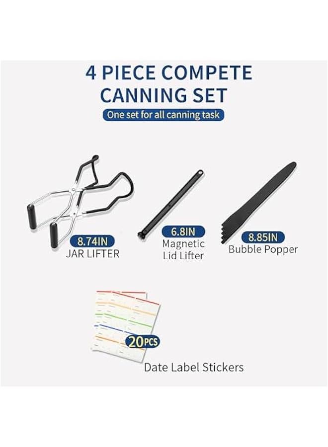 Arabest Canning Jar Lifter Tongs with Jar Lid Lifter Magnetic Lid Lifter,Canning Bubble Popper Bubble Remover and Canning Labels for Canning Supplies Starter Kit,4Pcs Canning Tools-Black - Image 2
