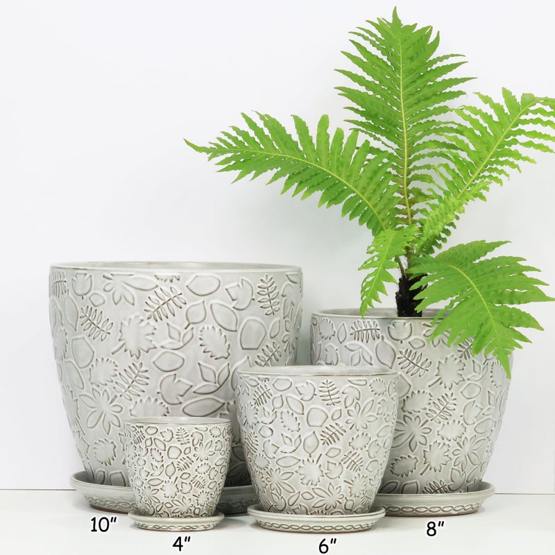 Bestseler 6 Inch Ceramic Planter Pots with Drainage Hole and Saucers for Indoor Plants, Garden Pots for Succulent, Orchid, and Flower - Set of 2 - Image 4
