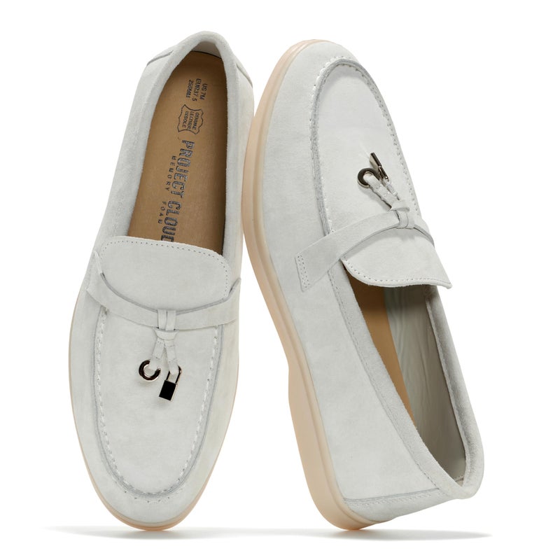 Project Cloud Genuine Leather Womens Shoes - Lightweight Moccasins Loafers for Women with Memory Foam and Leather Insole - Non-Slip Casual Womens Slip on Shoes for Women(IRIS,LTGYSUEDE,9M) - Image 1