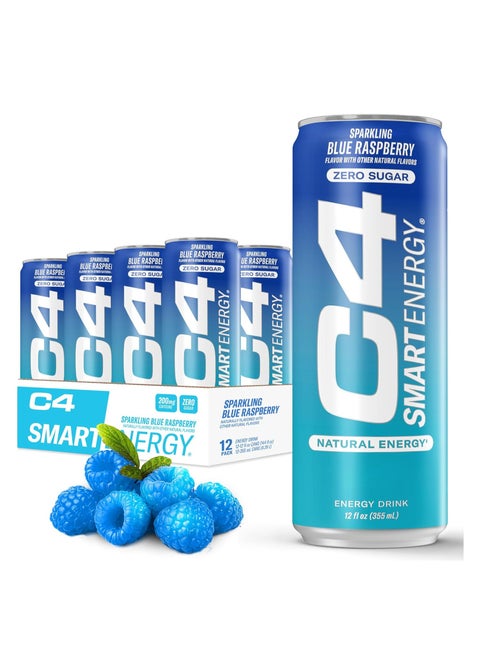 C4 Smart Energy Drink Sparkling Blue Raspberry 355 ml Pack of 12
