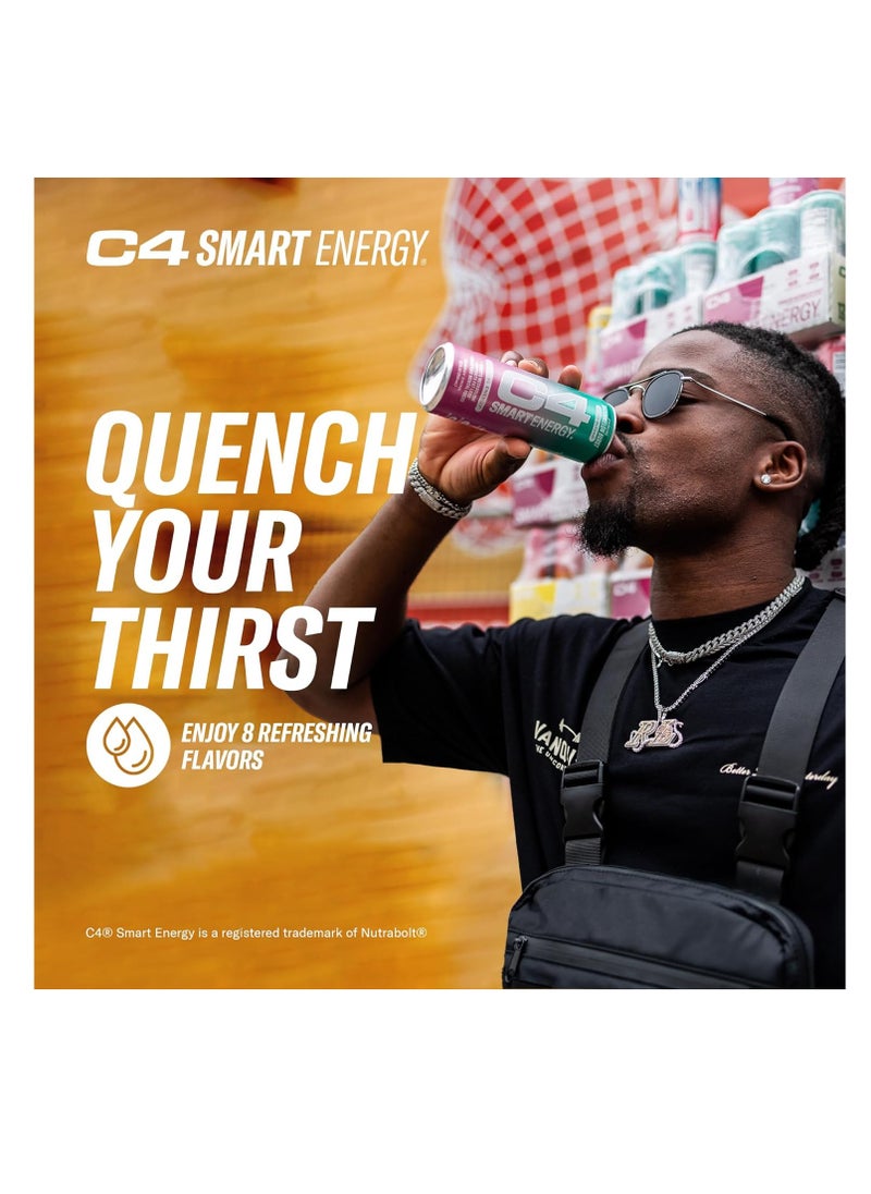 C4 - C4 Smart Energy Drink Sparkling Blue Raspberry 355 ml Pack of 12 - Image 1