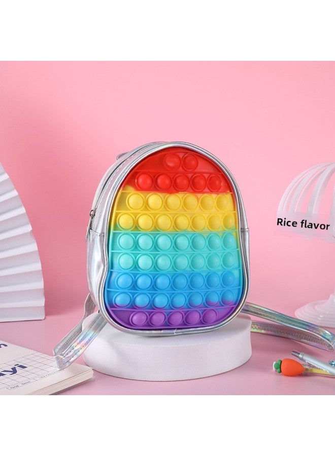 Spot Silicone Backpack Children's Educational Decompression Toy Schoolbag Bubble Pinch Le Rodent Killer Pioneer Backpack-Color:Small Bag Style Seven 16*19  - Image 1