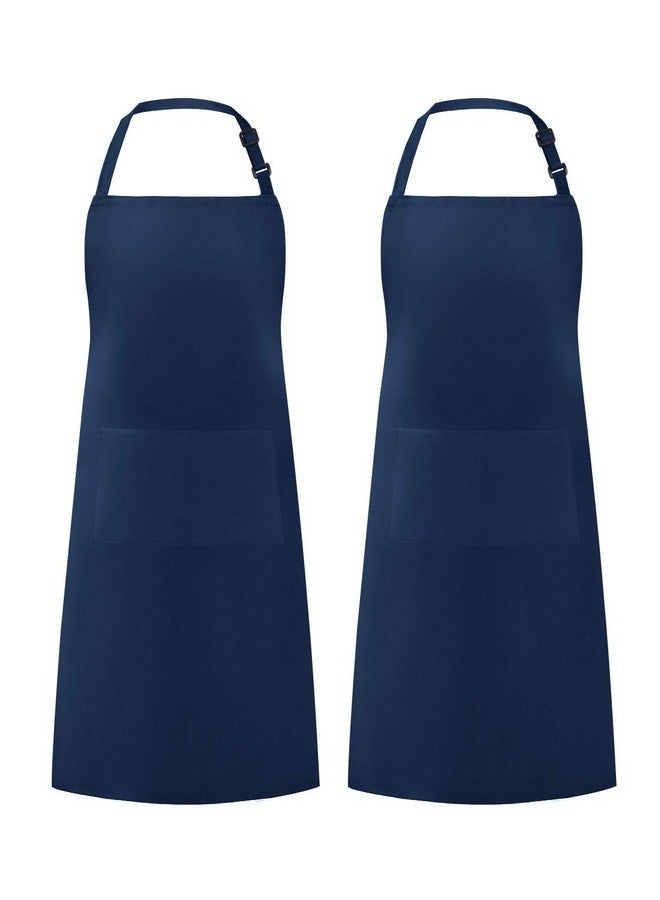 Syntus 2 Pack Adjustable Bib Apron Waterdrop Resistant with 2 Pockets Cooking Kitchen Aprons for BBQ Drawing, Women Men Chef, Nautical Blue - Image 1