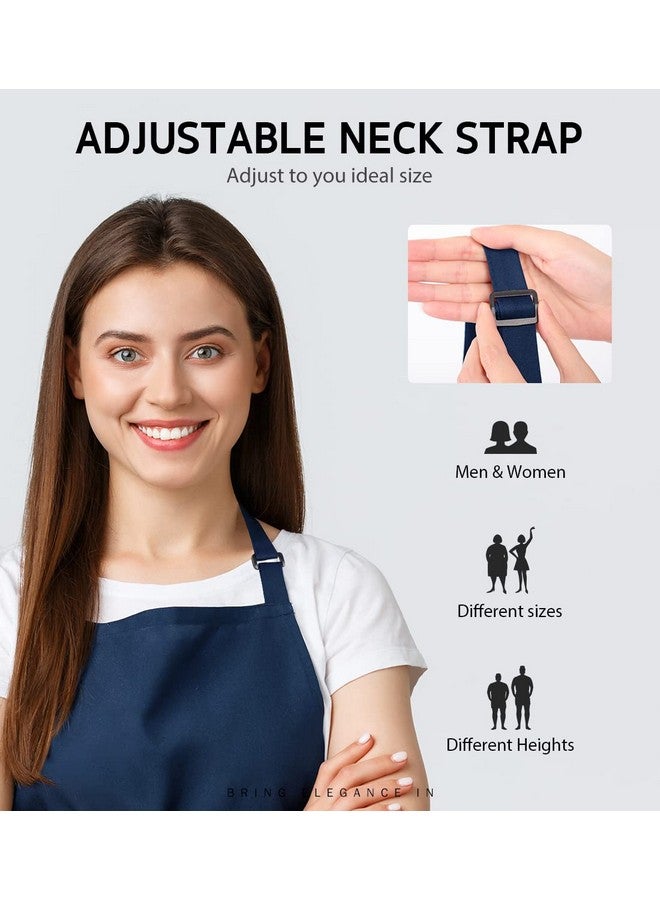 Syntus 2 Pack Adjustable Bib Apron Waterdrop Resistant with 2 Pockets Cooking Kitchen Aprons for BBQ Drawing, Women Men Chef, Nautical Blue - Image 5