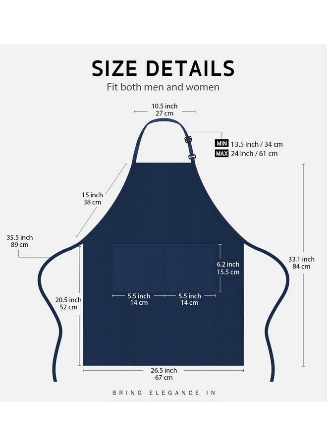 Syntus 2 Pack Adjustable Bib Apron Waterdrop Resistant with 2 Pockets Cooking Kitchen Aprons for BBQ Drawing, Women Men Chef, Nautical Blue - Image 2