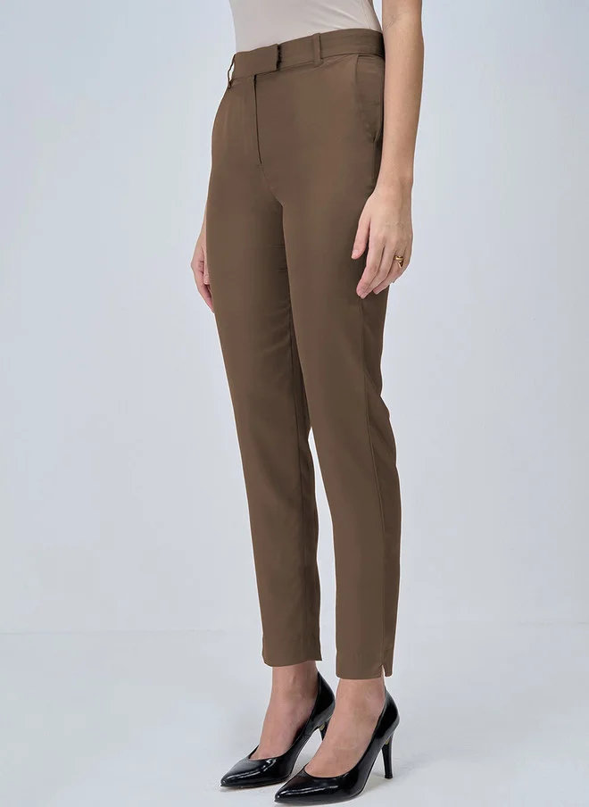 Salt Attire SALT ATTIRE Women Smart Mid-Rise Slim Fit Formal Trousers